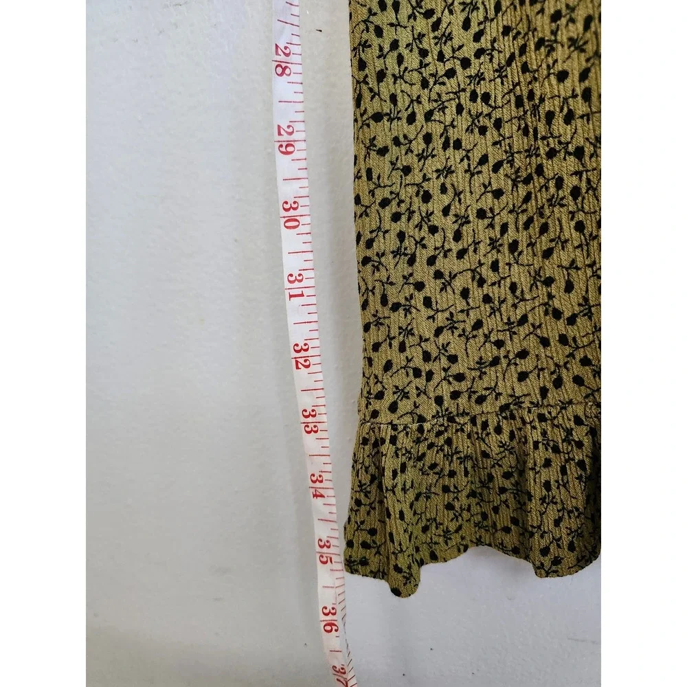 Cotton On Olive Floral Mini Slip Dress Women's‎ Smocked Ruffle Y2K Cottagecore